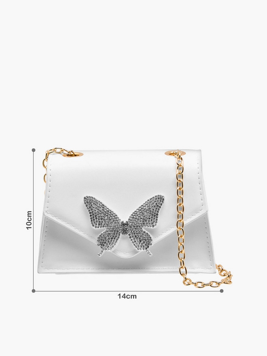 Butterfly Embellished Crossbody Bag with Chain Strap 