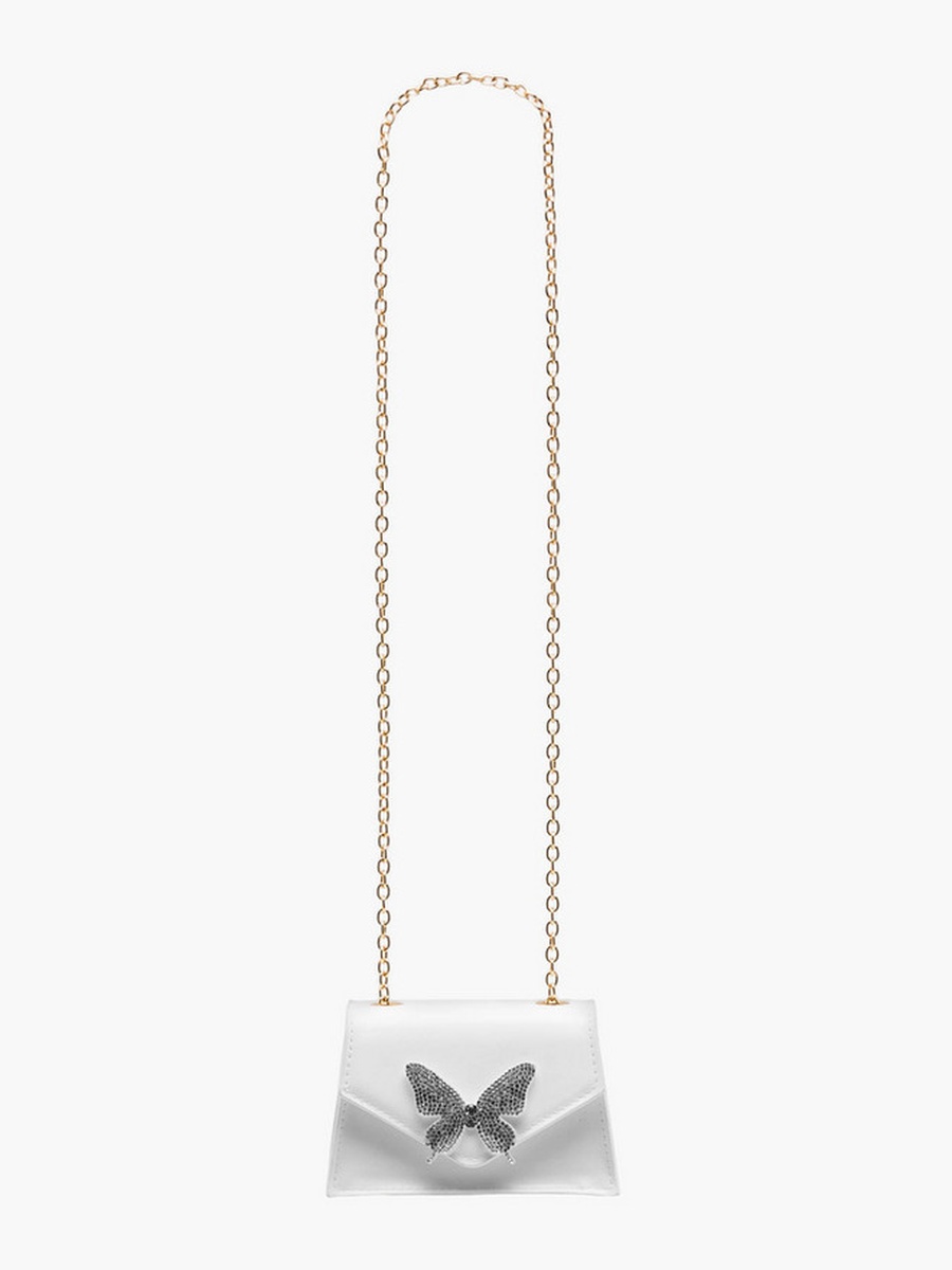 Butterfly Embellished Crossbody Bag with Chain Strap 