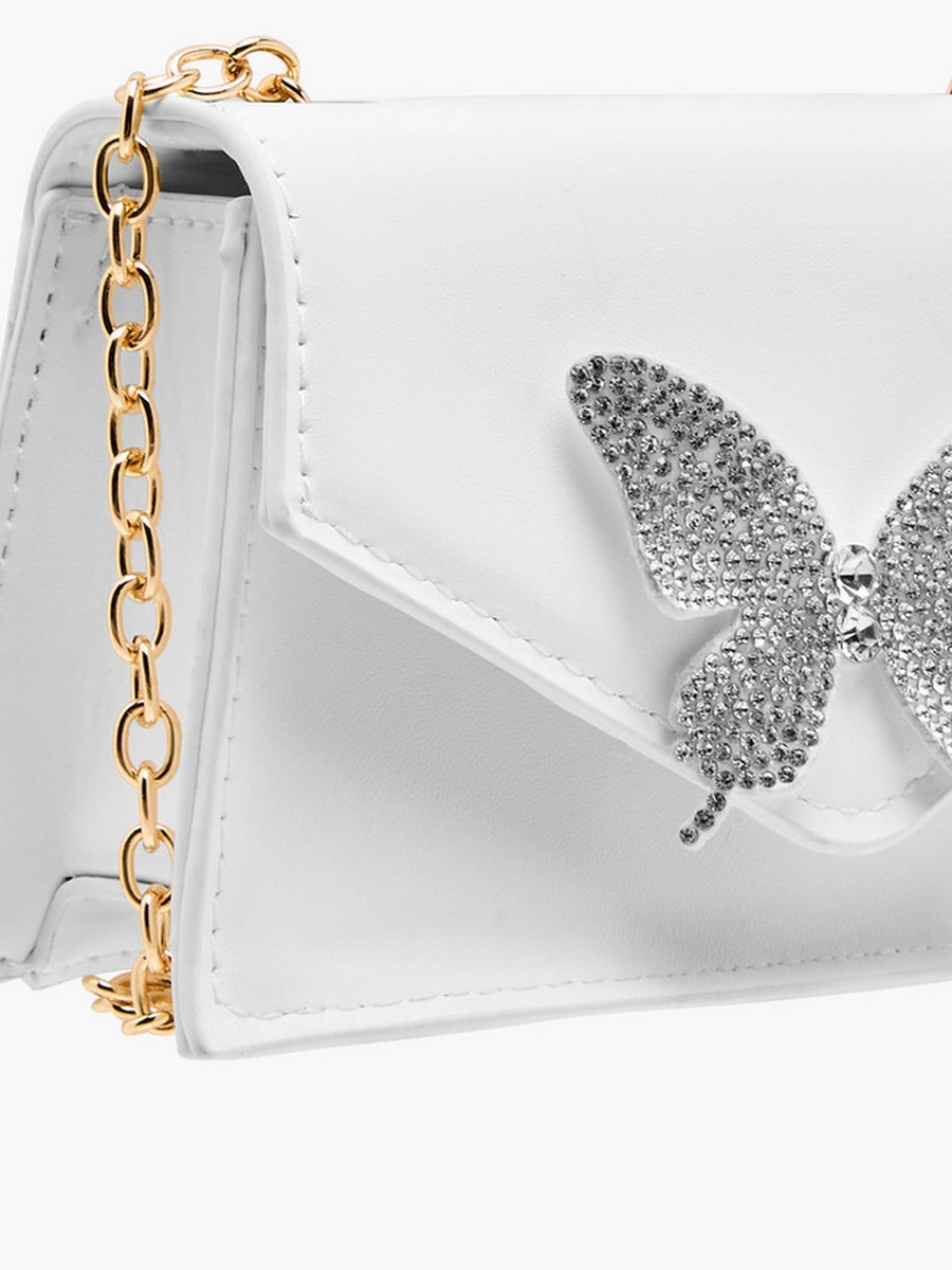 Butterfly Embellished Crossbody Bag with Chain Strap 