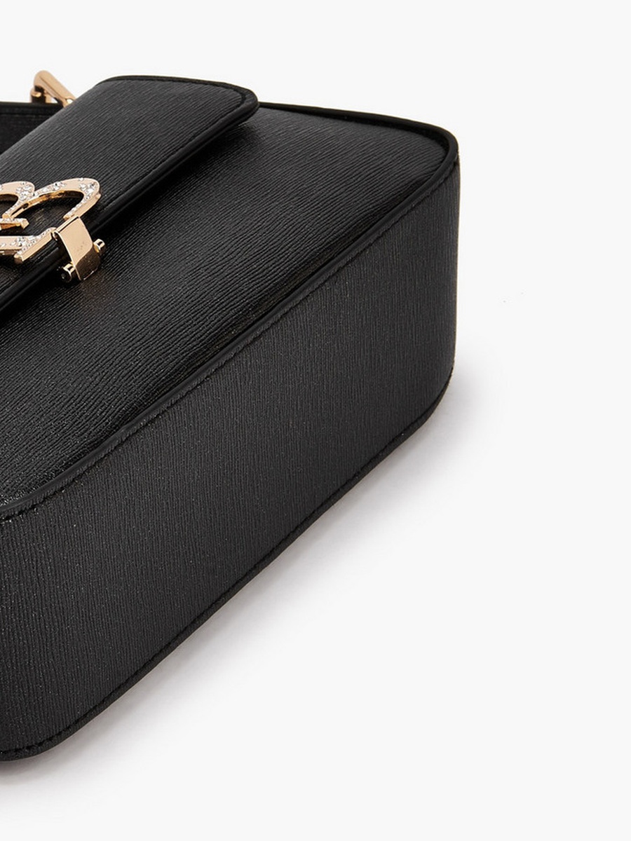 Embellished Logo Crossbody Bag with Adjustable Strap 