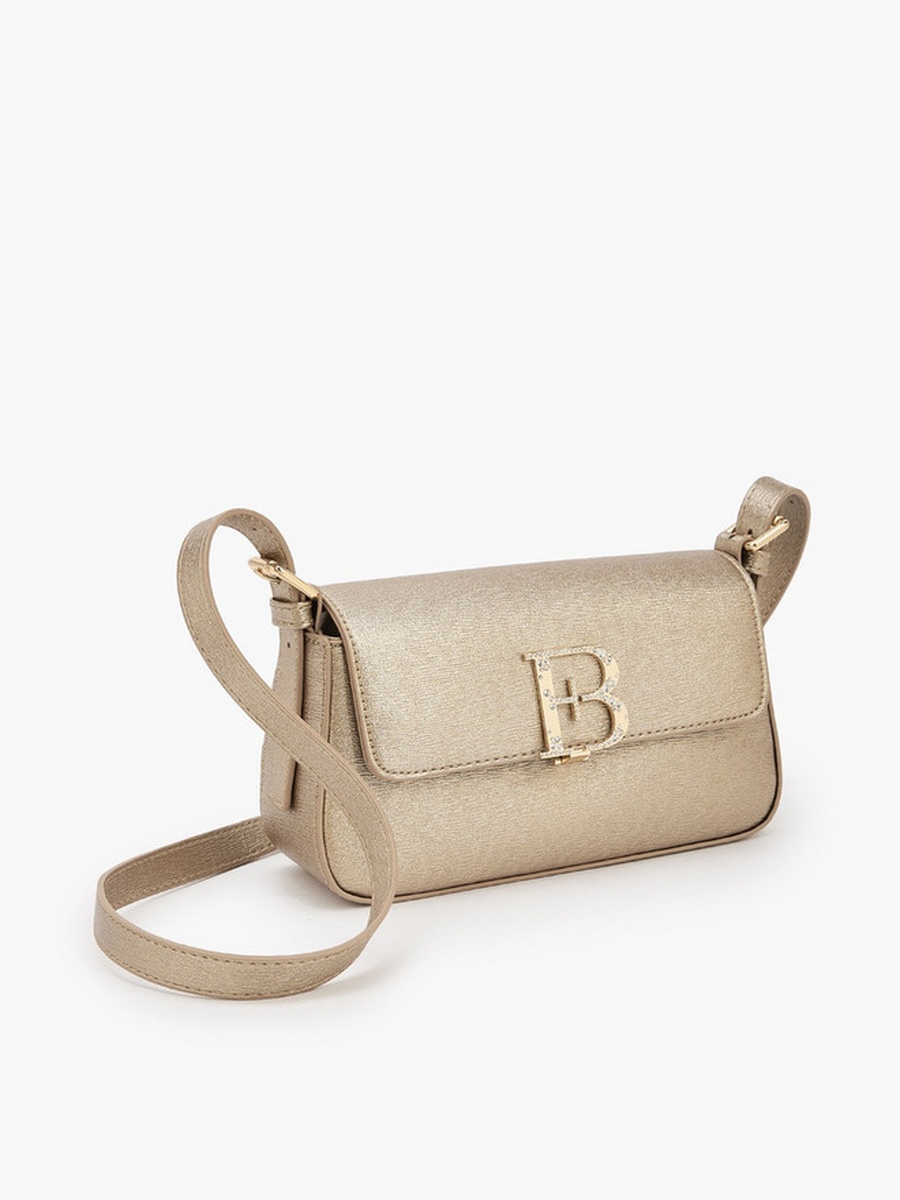 Embellished Logo Crossbody Bag with Adjustable Strap 