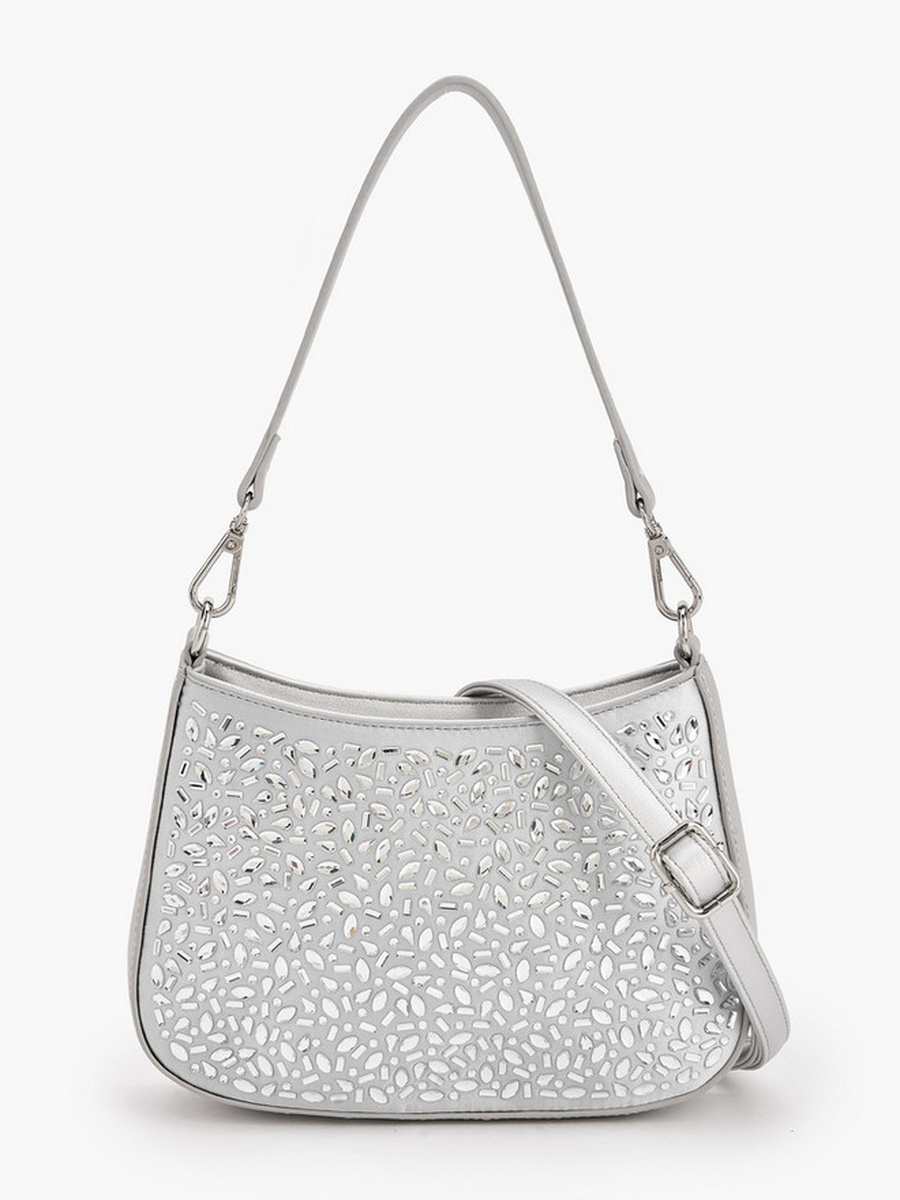 شنطة كتف مزينة وإغلاق بسحاب