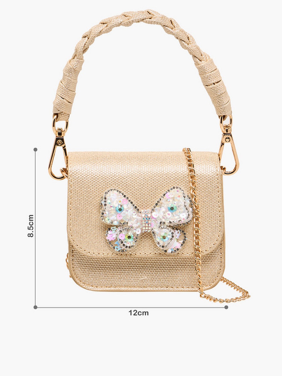 Embellished Butterfly Crossbody Bag with Chain Strap 