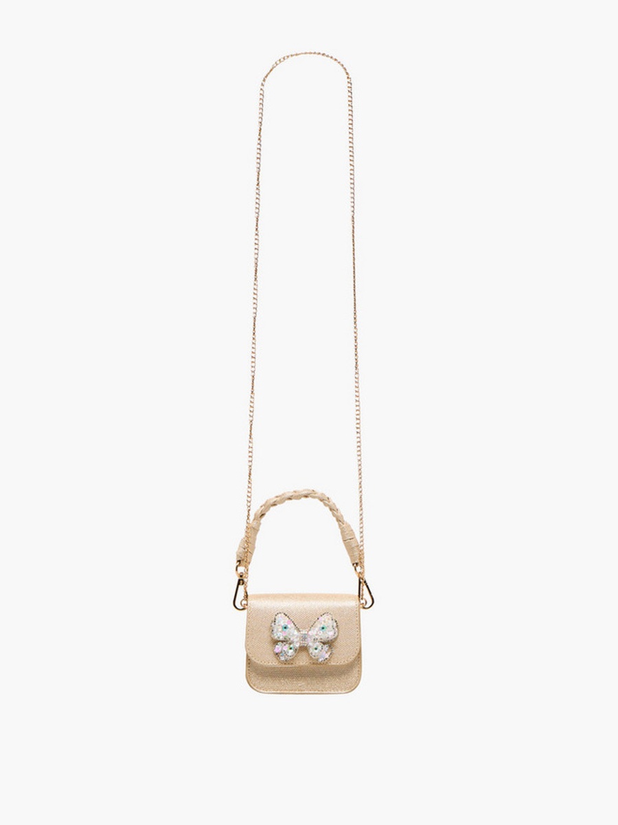 Embellished Butterfly Crossbody Bag with Chain Strap 