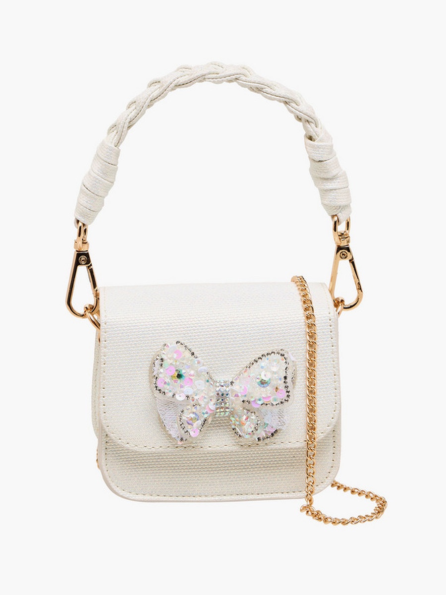 Embellished Butterfly Crossbody Bag with Chain Strap 