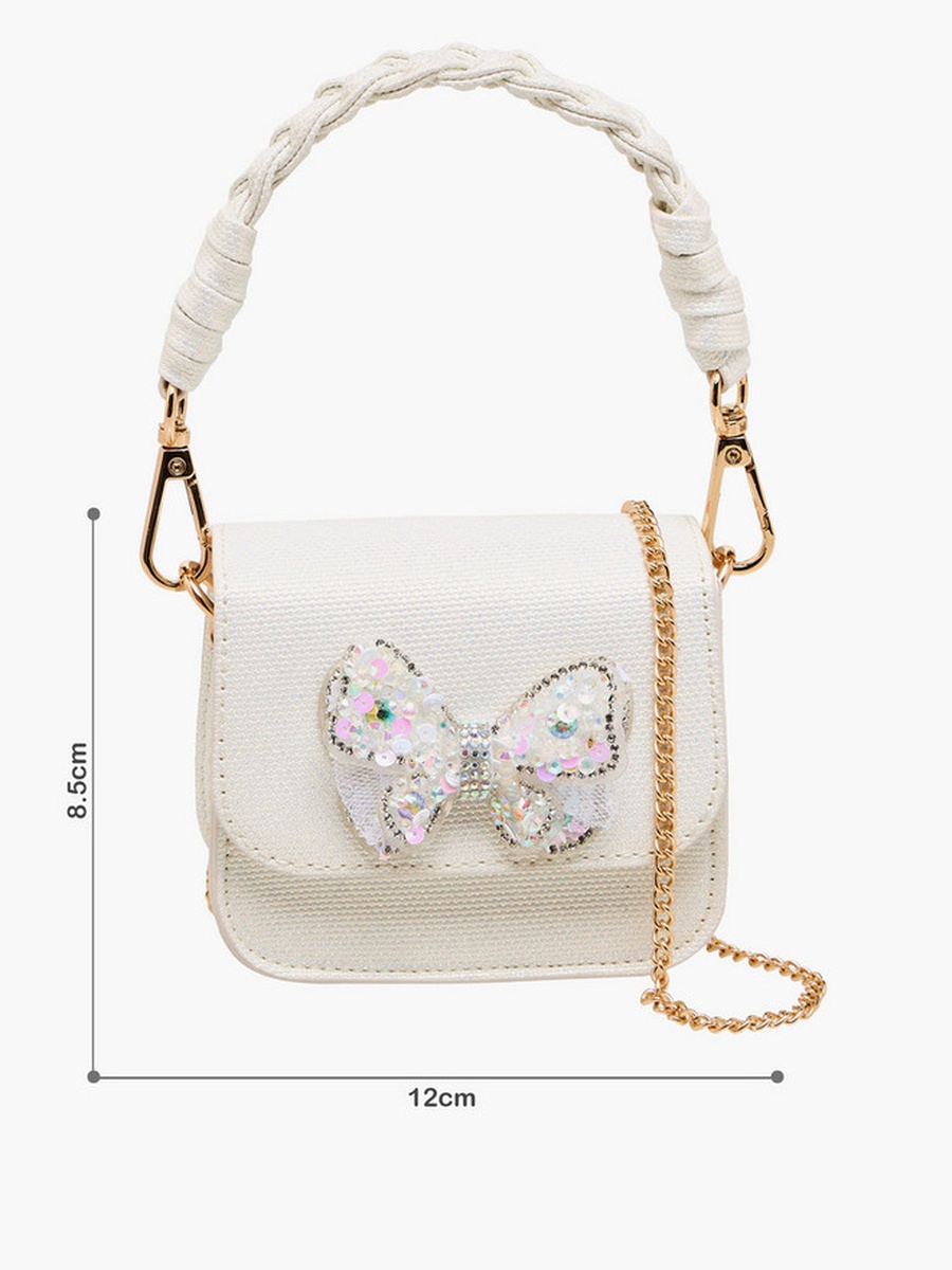 Embellished Butterfly Crossbody Bag with Chain Strap 