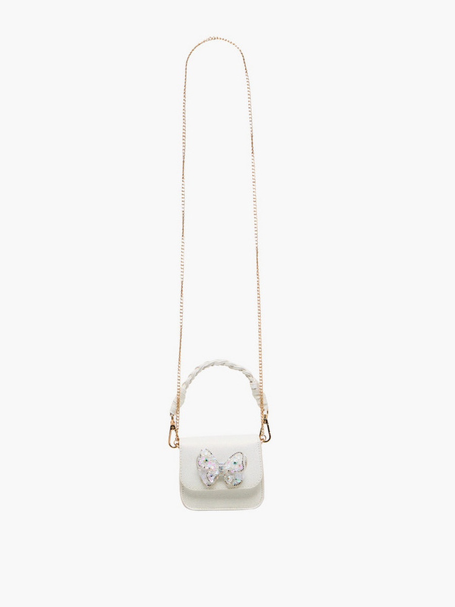 Embellished Butterfly Crossbody Bag with Chain Strap 