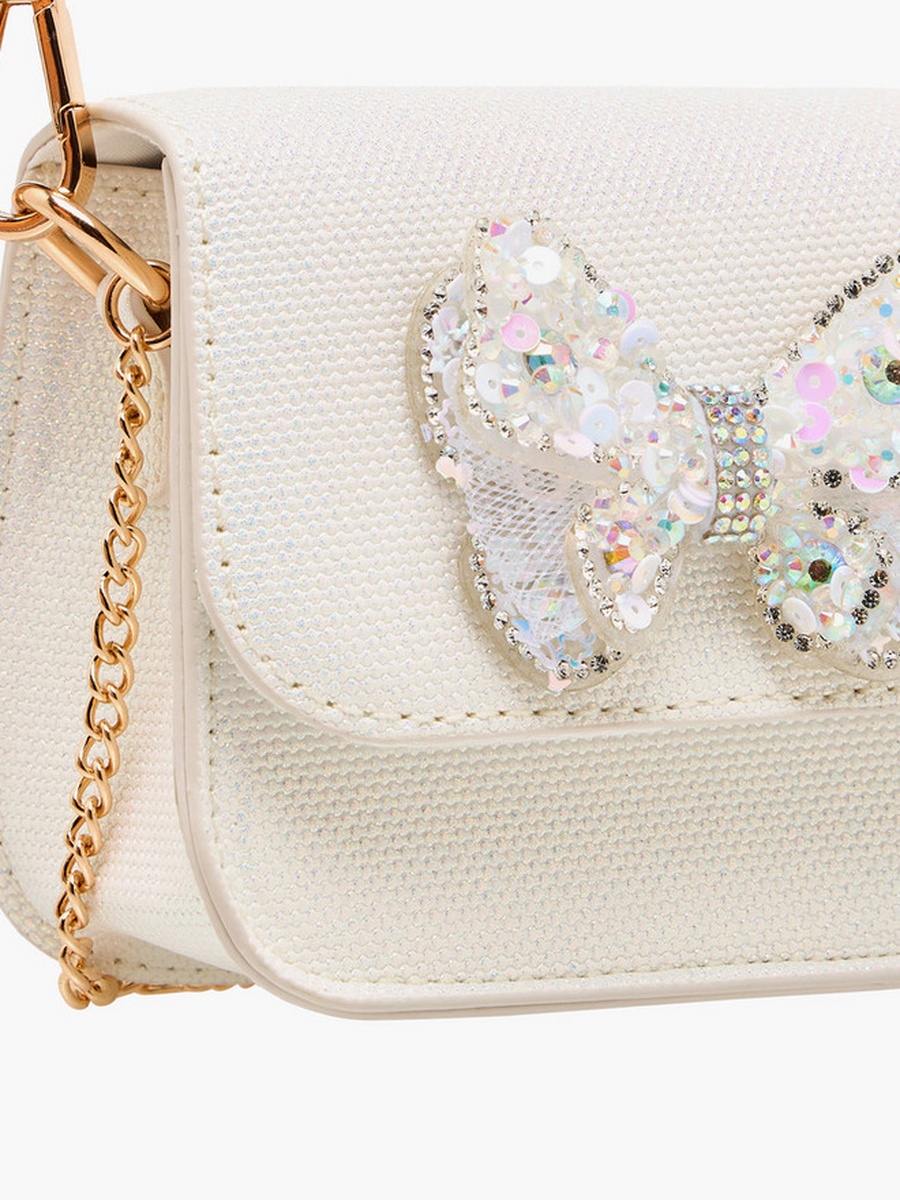 Embellished Butterfly Crossbody Bag with Chain Strap 