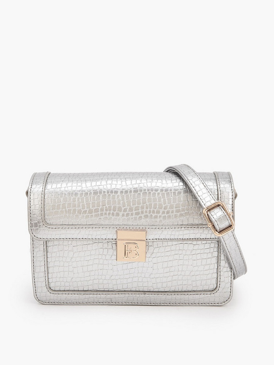 Textured Crossbody Bag with Detachable Strap 