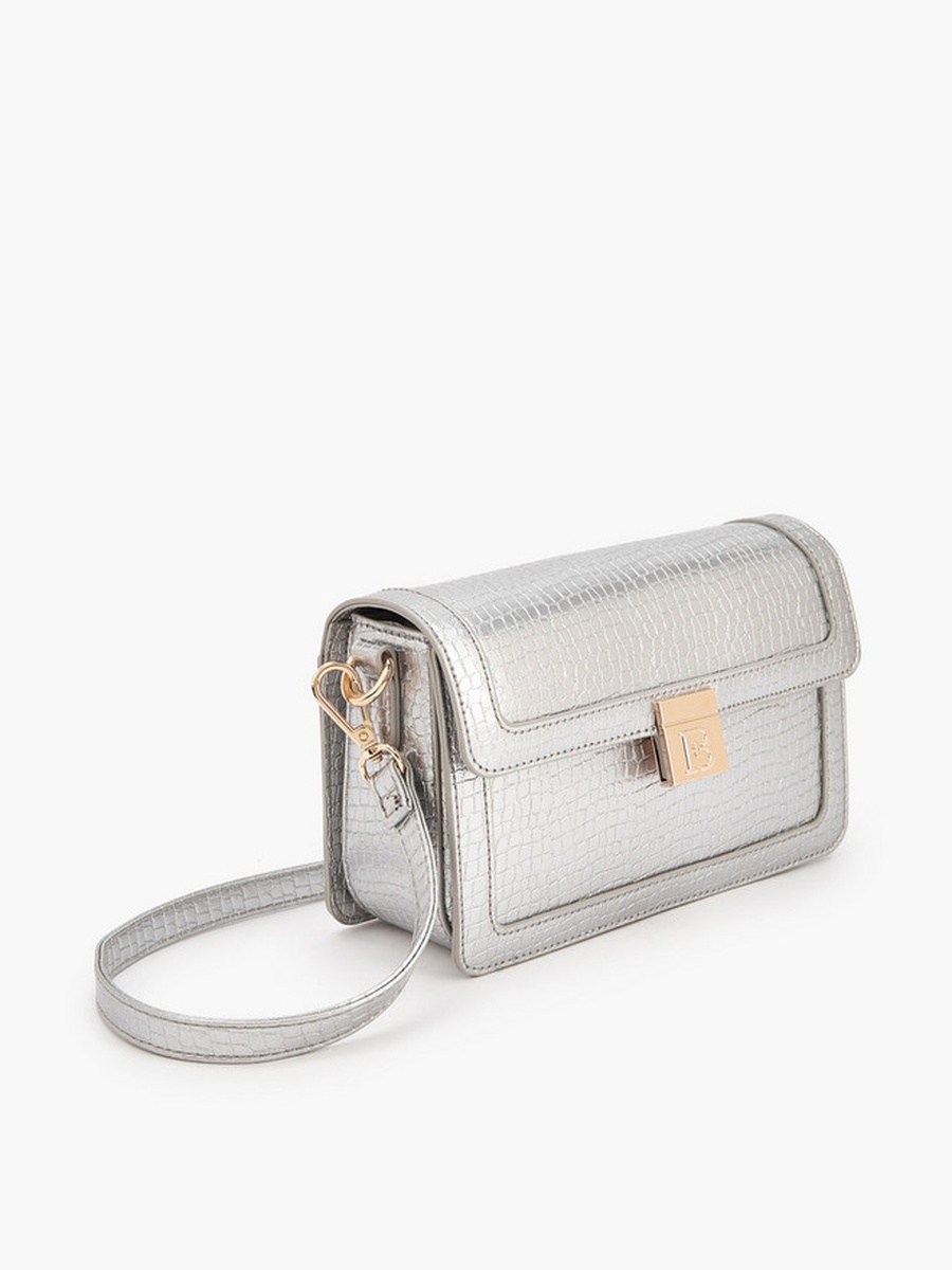 Textured Crossbody Bag with Detachable Strap 