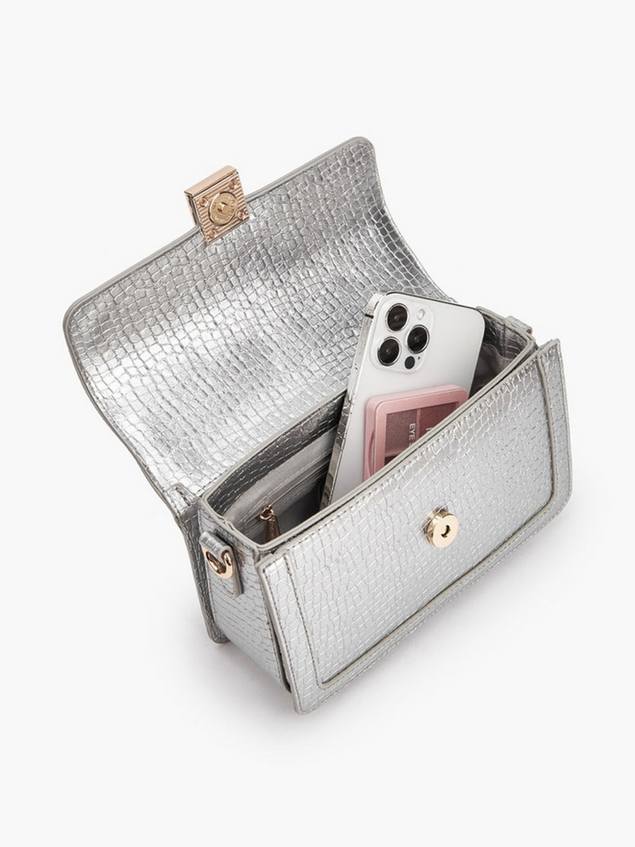Textured Crossbody Bag with Detachable Strap 