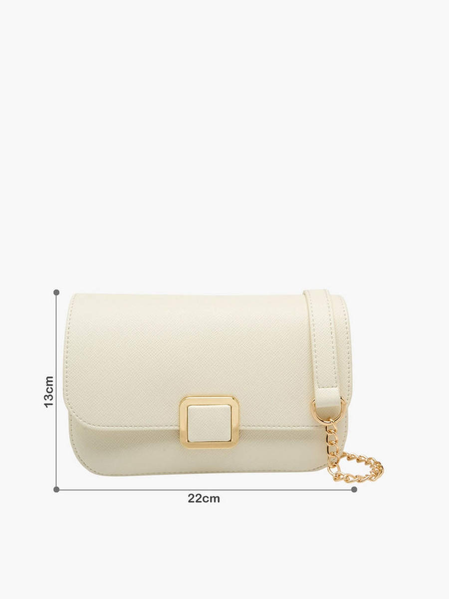 Textured Crossbody Bag with Detachable Chain Strap