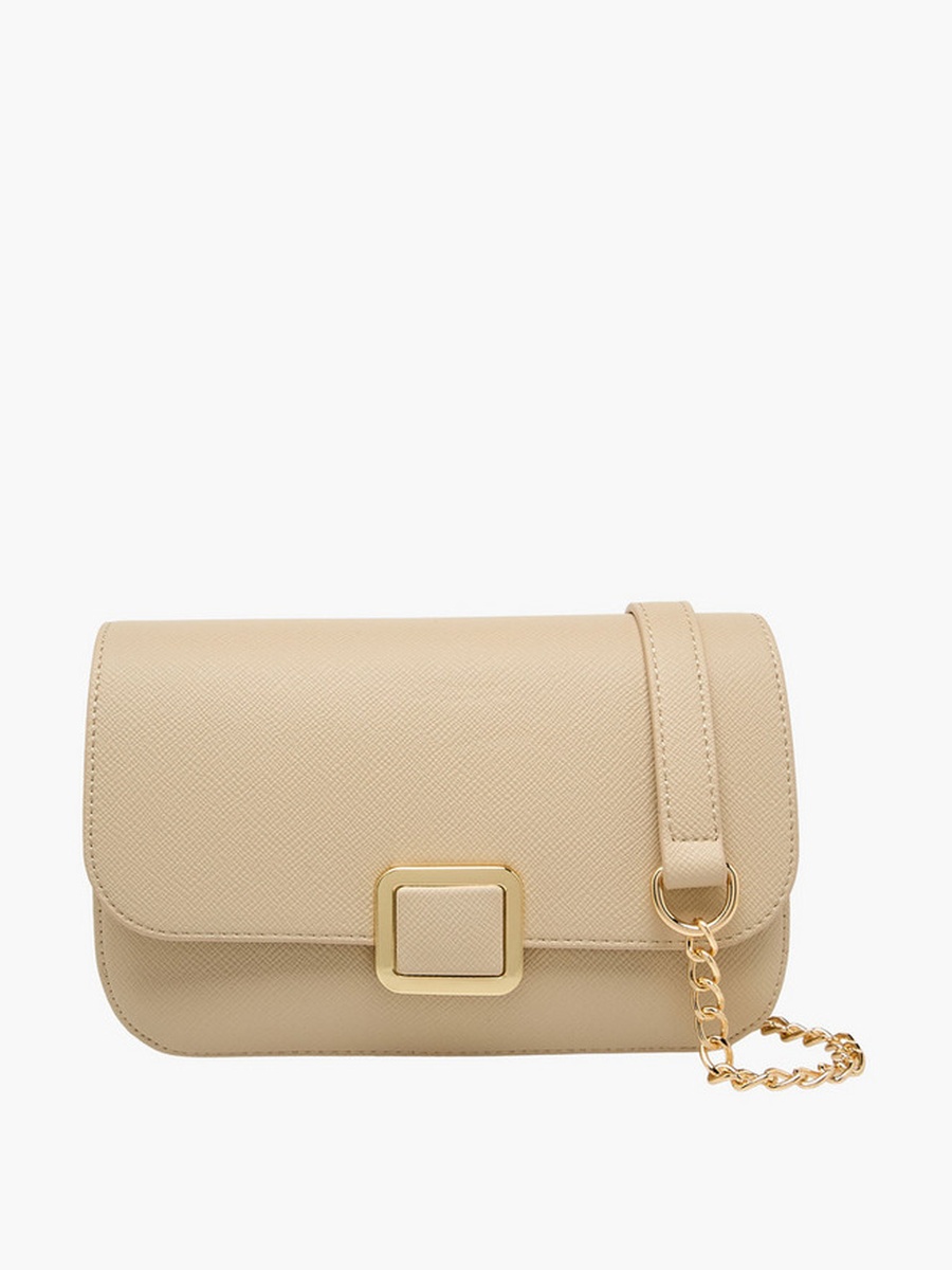 Textured Crossbody Bag with Detachable Chain Strap