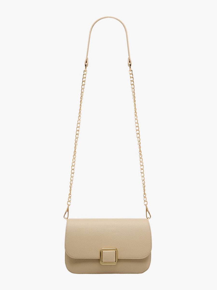 Textured Crossbody Bag with Detachable Chain Strap
