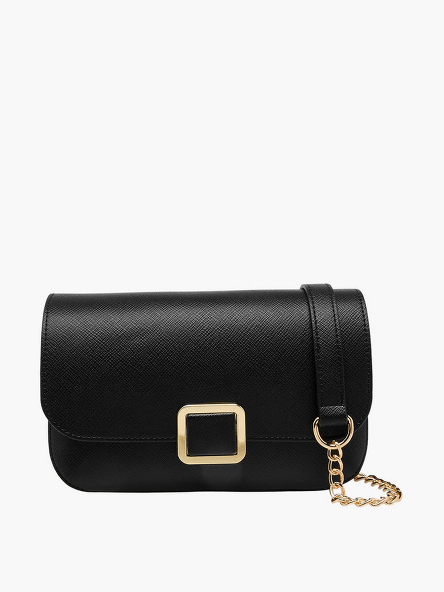Textured Crossbody Bag with Detachable Chain Strap