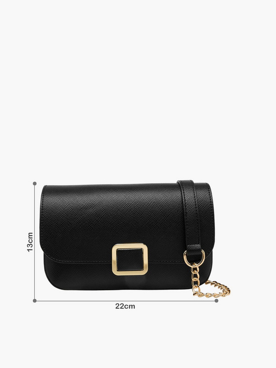 Textured Crossbody Bag with Detachable Chain Strap