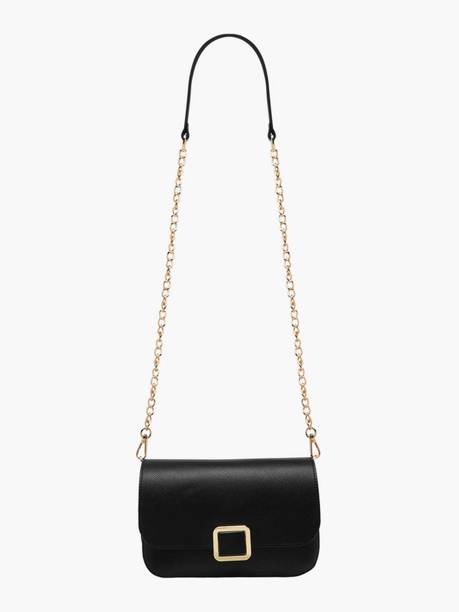 Textured Crossbody Bag with Detachable Chain Strap