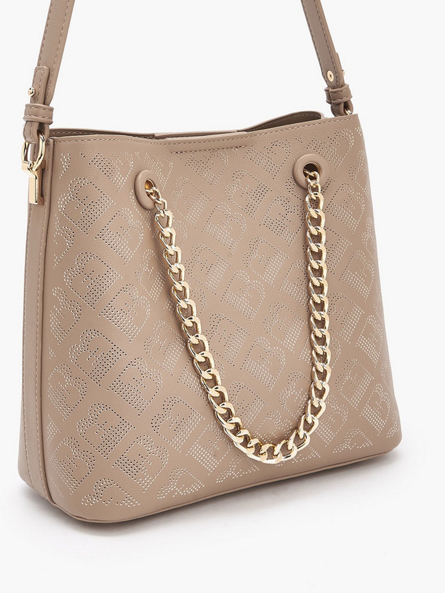 Laser Cut Shoulder Bag with Chain Strap