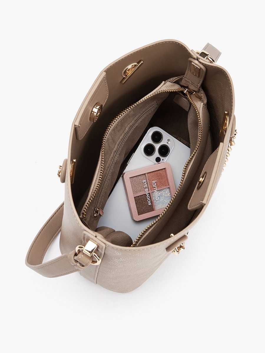 Laser Cut Shoulder Bag with Chain Strap