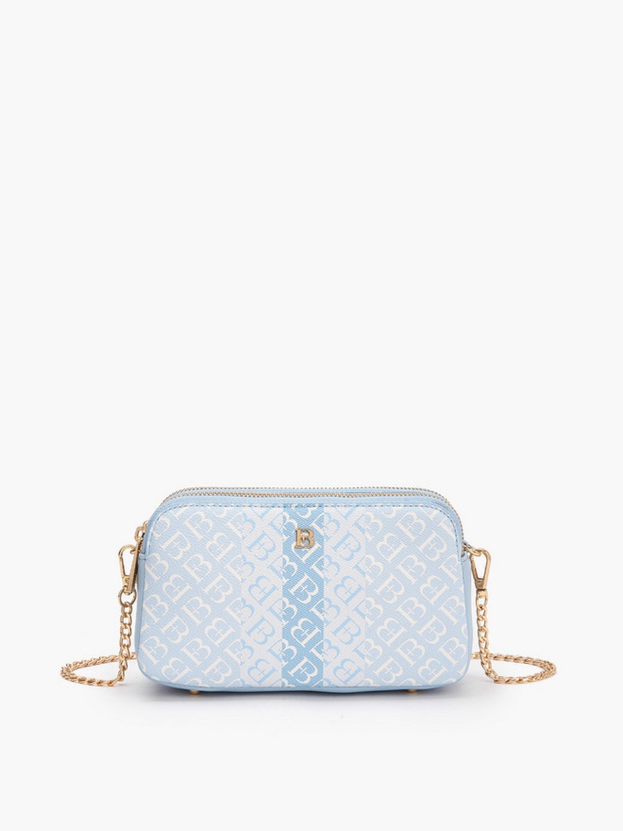 Monogram Print Crossbody Bag with Chain Strap