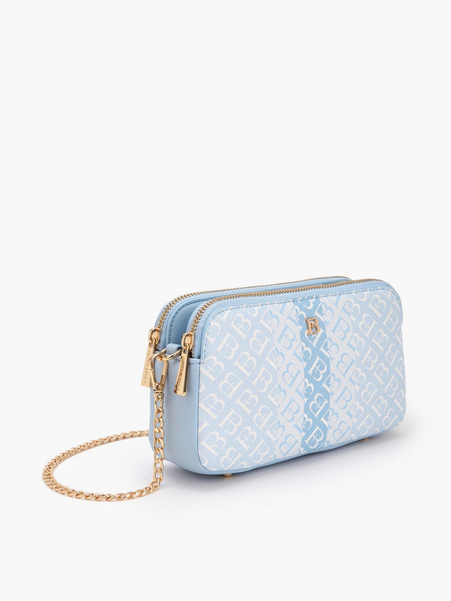 Monogram Print Crossbody Bag with Chain Strap