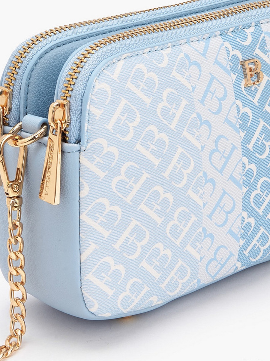 Monogram Print Crossbody Bag with Chain Strap