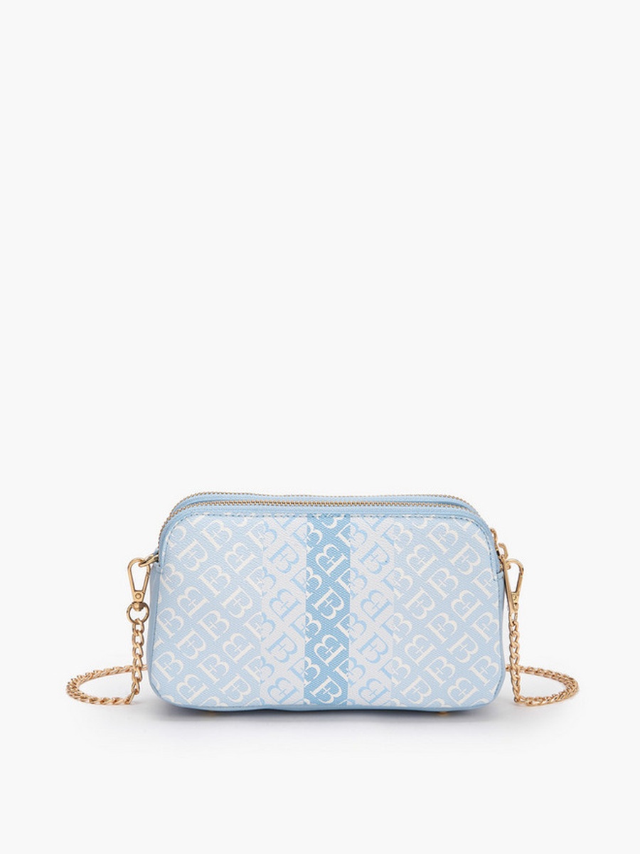 Monogram Print Crossbody Bag with Chain Strap