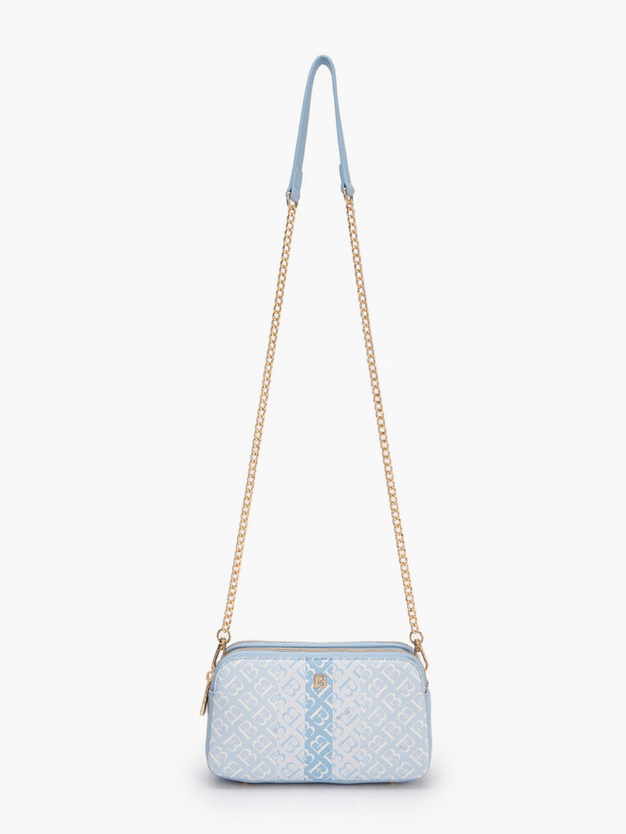 Monogram Print Crossbody Bag with Chain Strap
