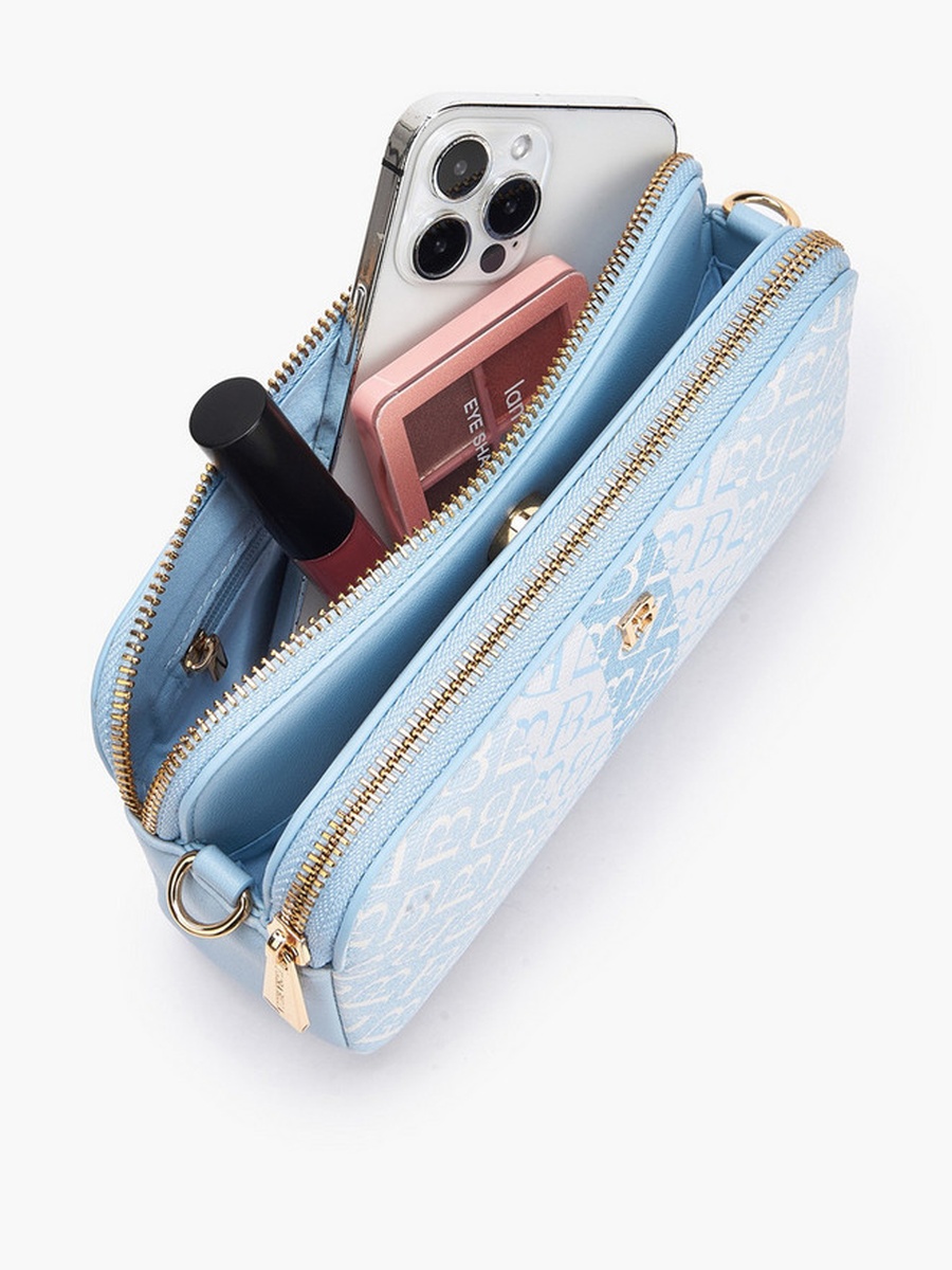 Monogram Print Crossbody Bag with Chain Strap