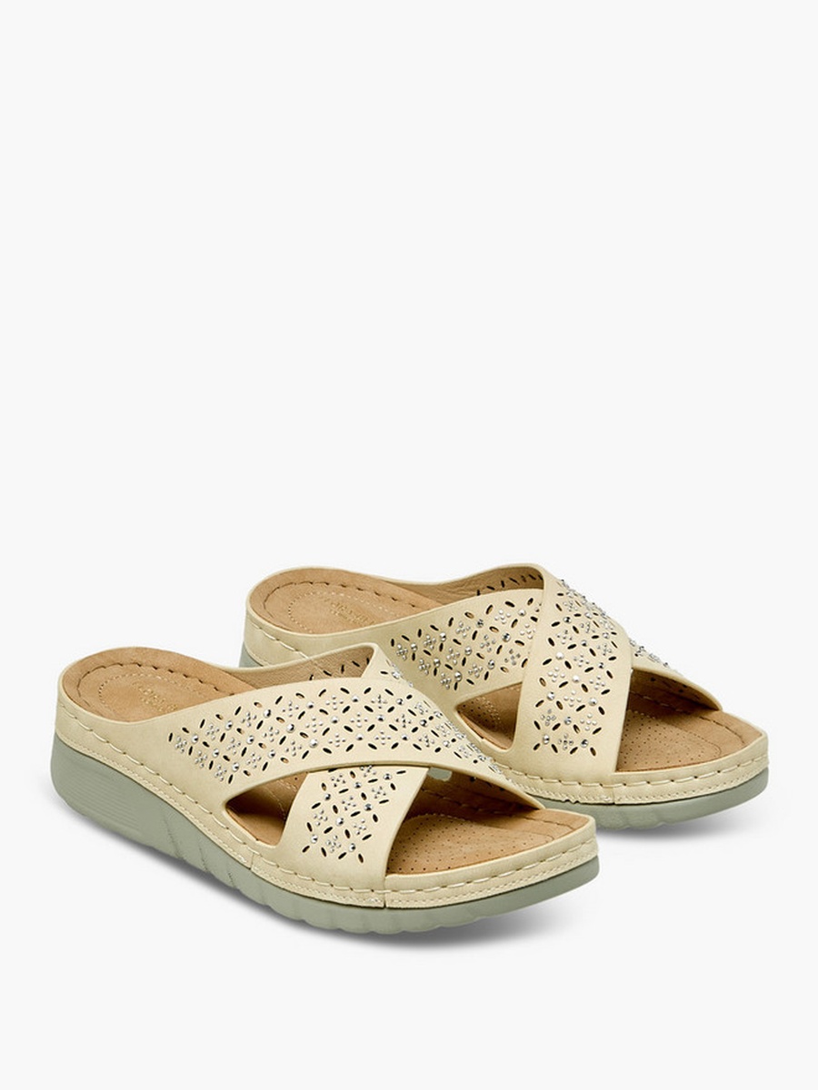Women Embellished Cross Strap Sandals 