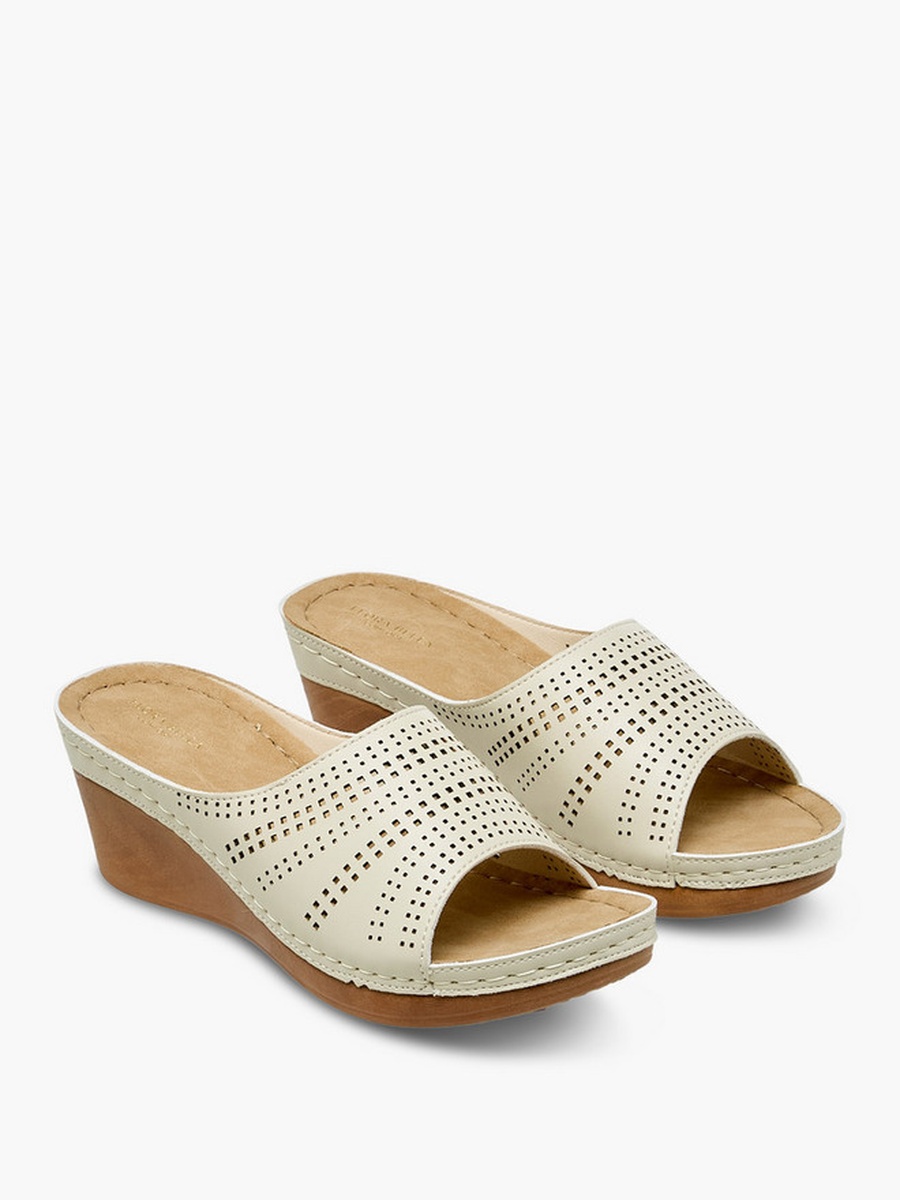 Women Perforated Wedge Heel Sandals