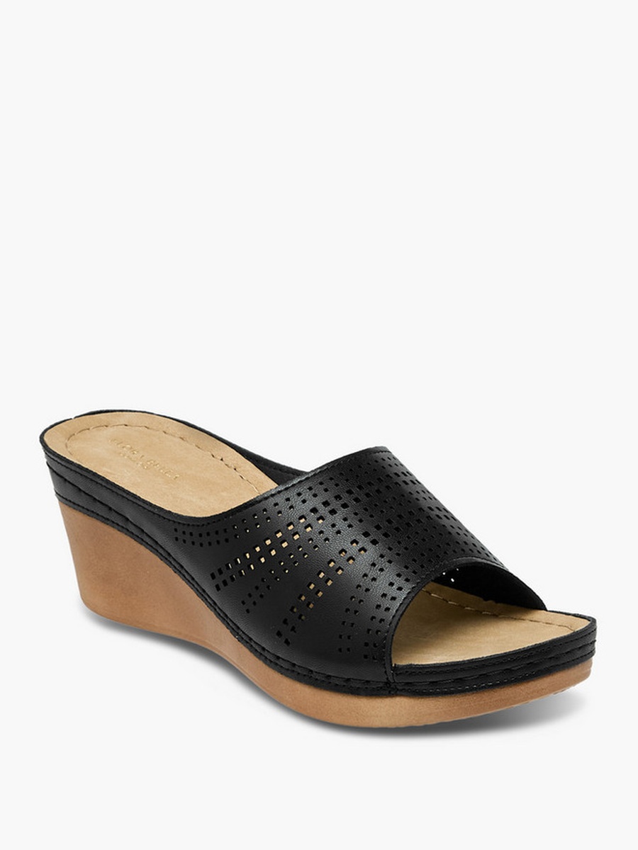 Women Perforated Wedge Heel Sandals