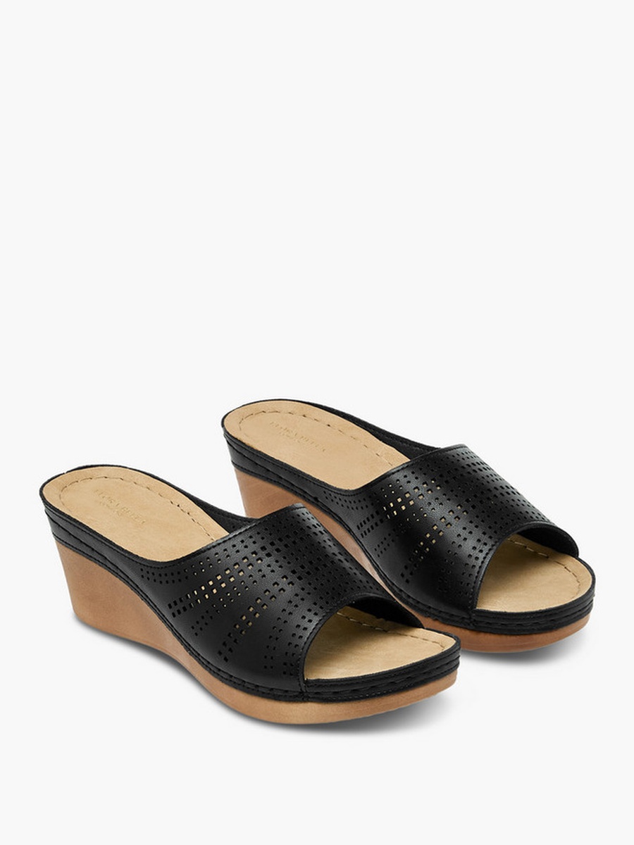 Women Perforated Wedge Heel Sandals