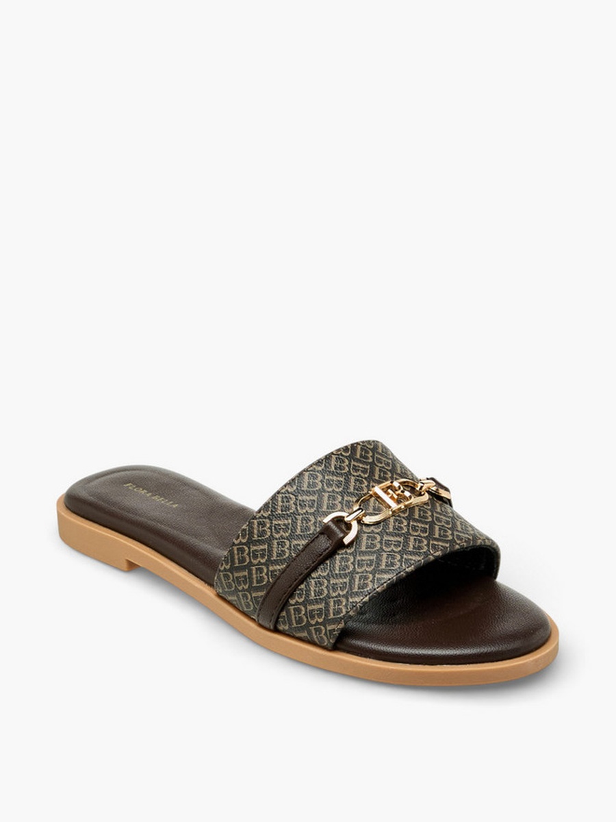Women Monogram Print Slip-On Sandals