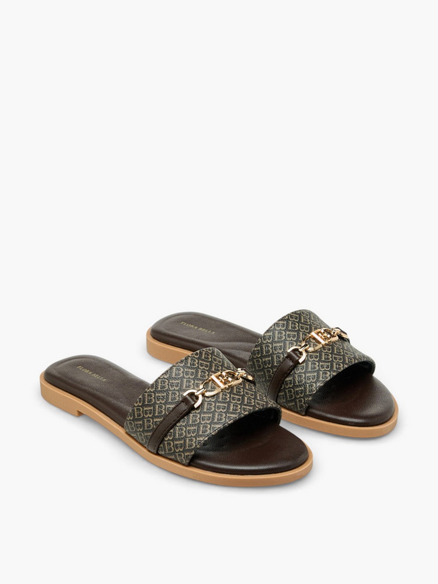Women Monogram Print Slip-On Sandals