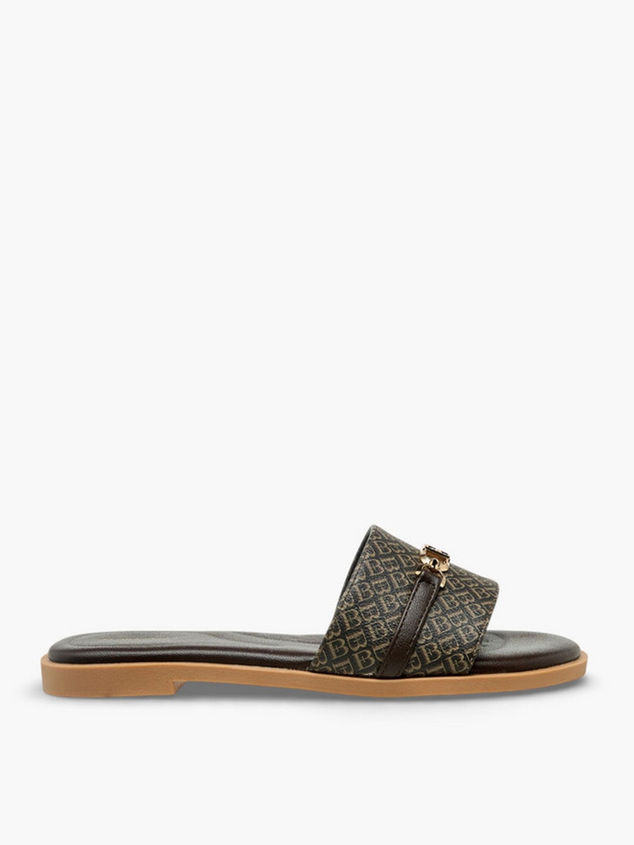 Women Monogram Print Slip-On Sandals