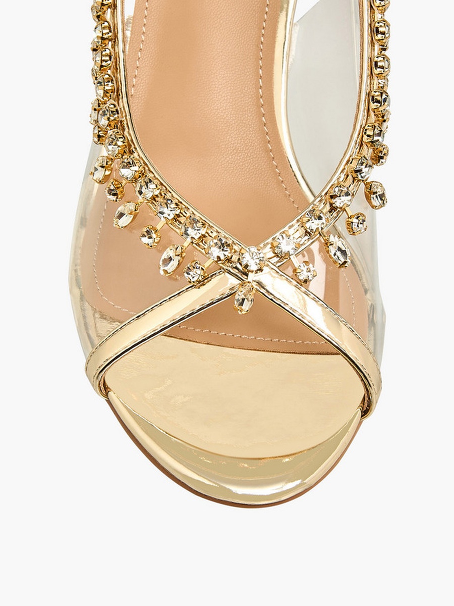 Women Embellished Stiletto Heel Slingback Shoes 