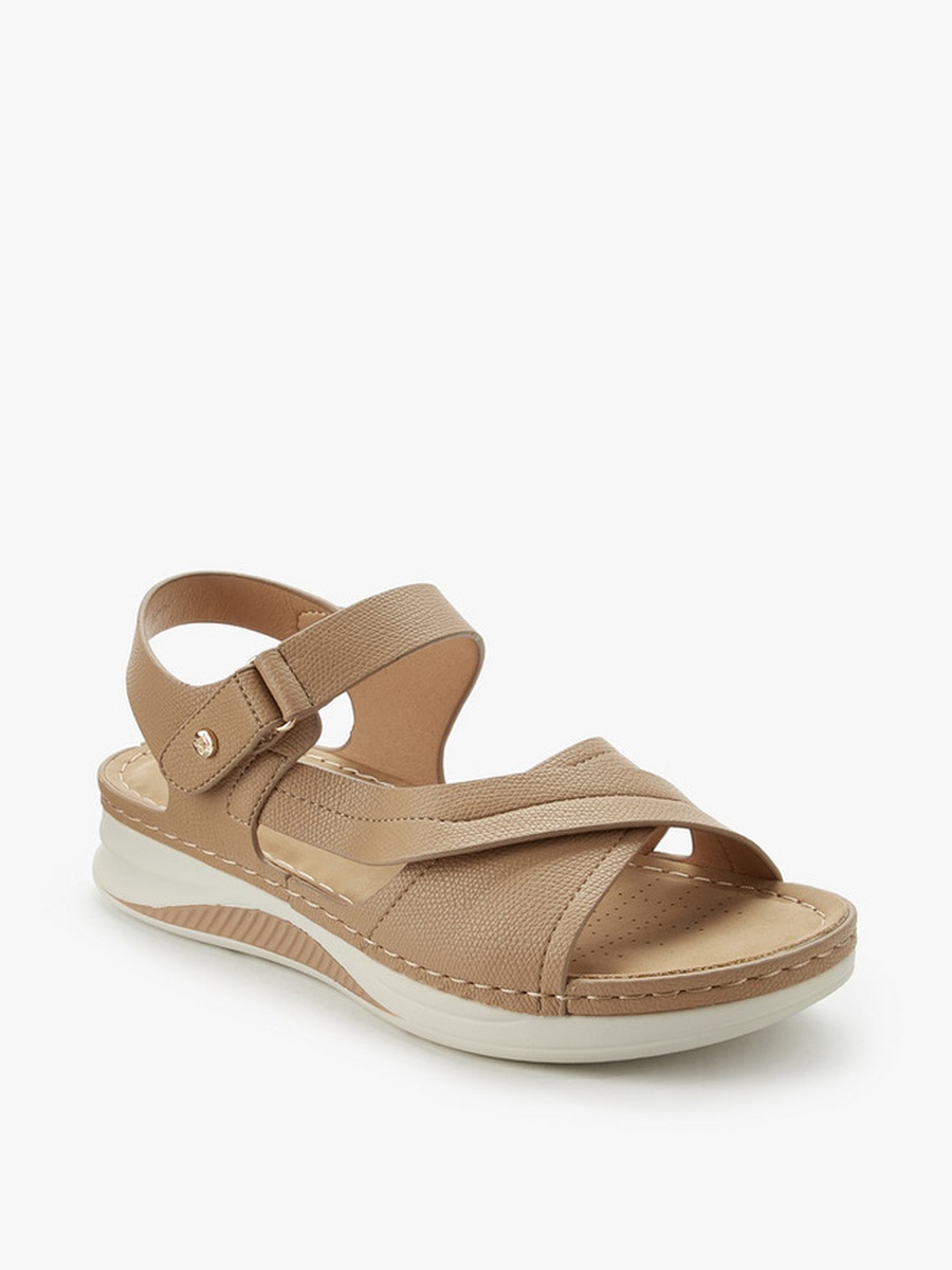Women Hook and Loop Cross Strap Sandals