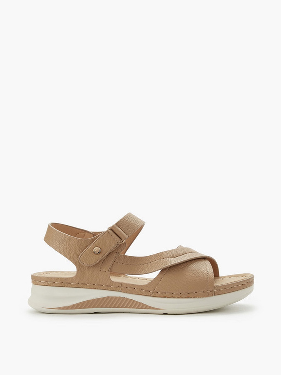 Women Hook and Loop Cross Strap Sandals