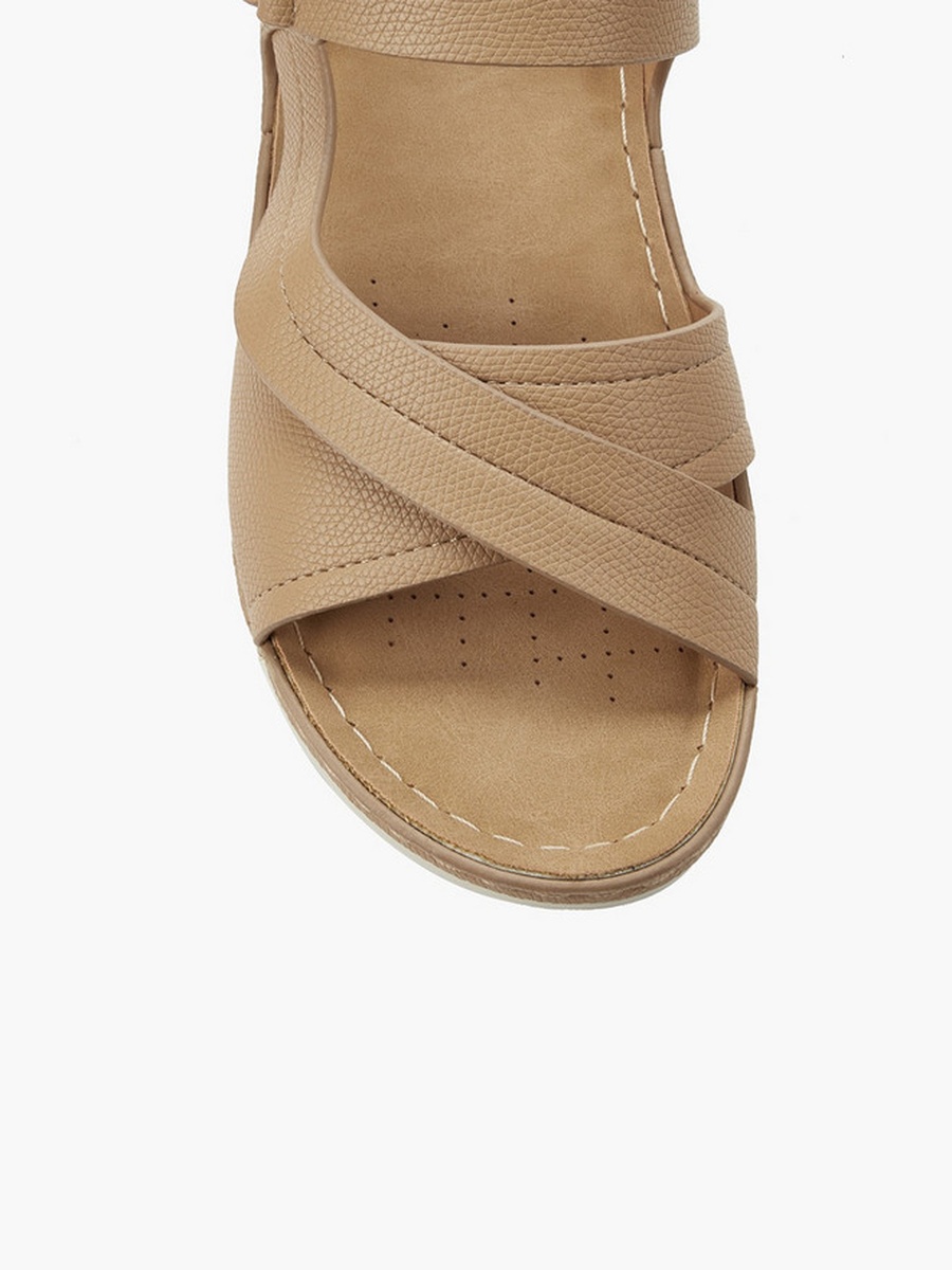 Women Hook and Loop Cross Strap Sandals