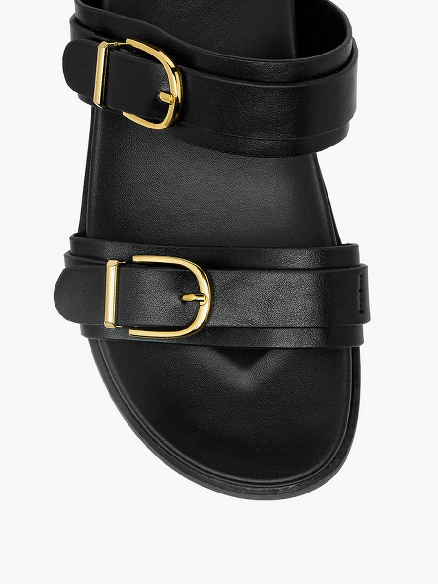 Women Buckle Detail Slide Sandals