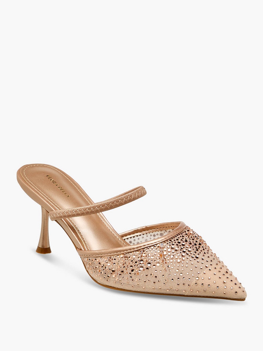 Women Embellished Flared Heel Mules 
