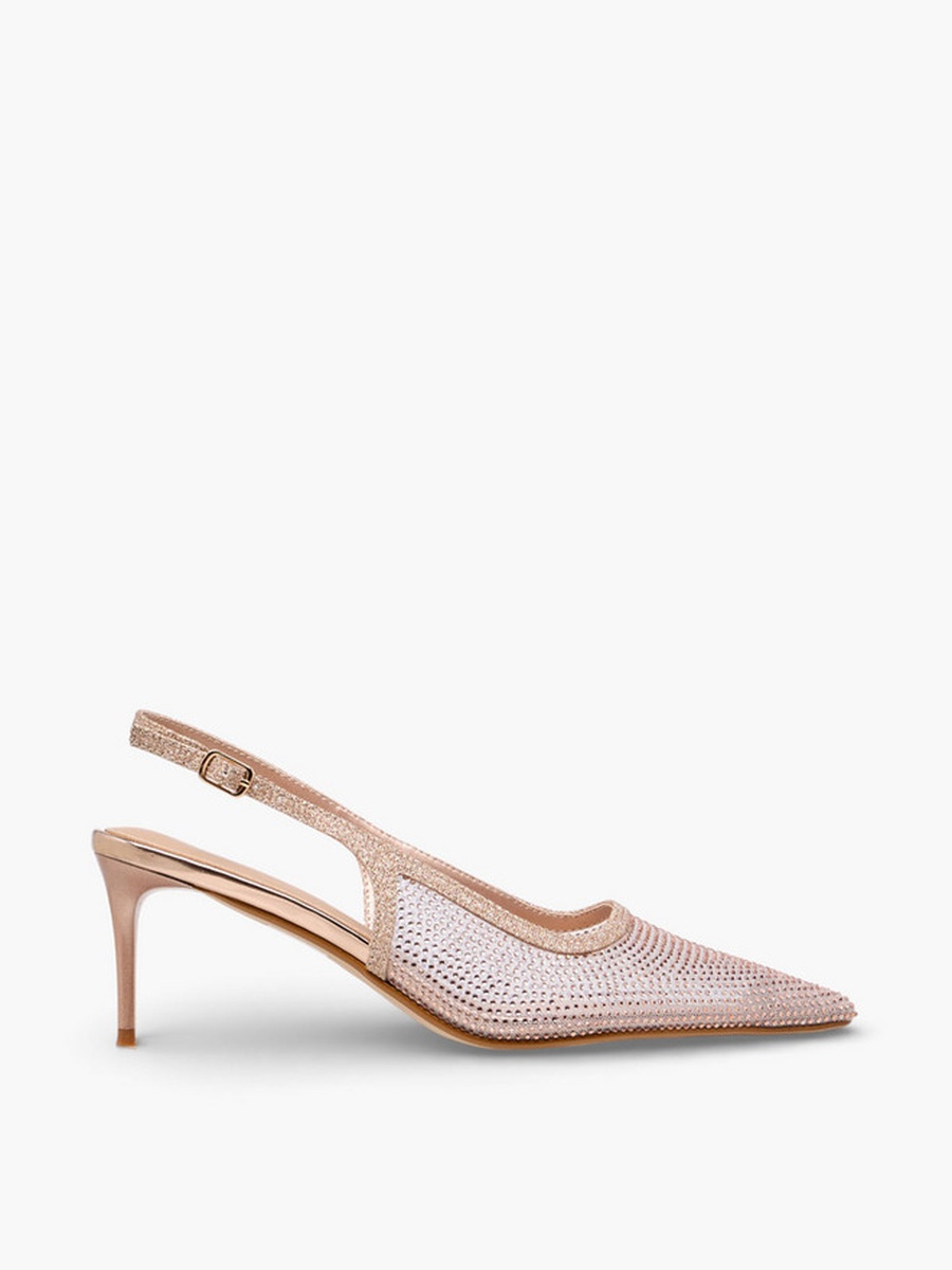 Women Mesh Embellished Heel Shoes 
