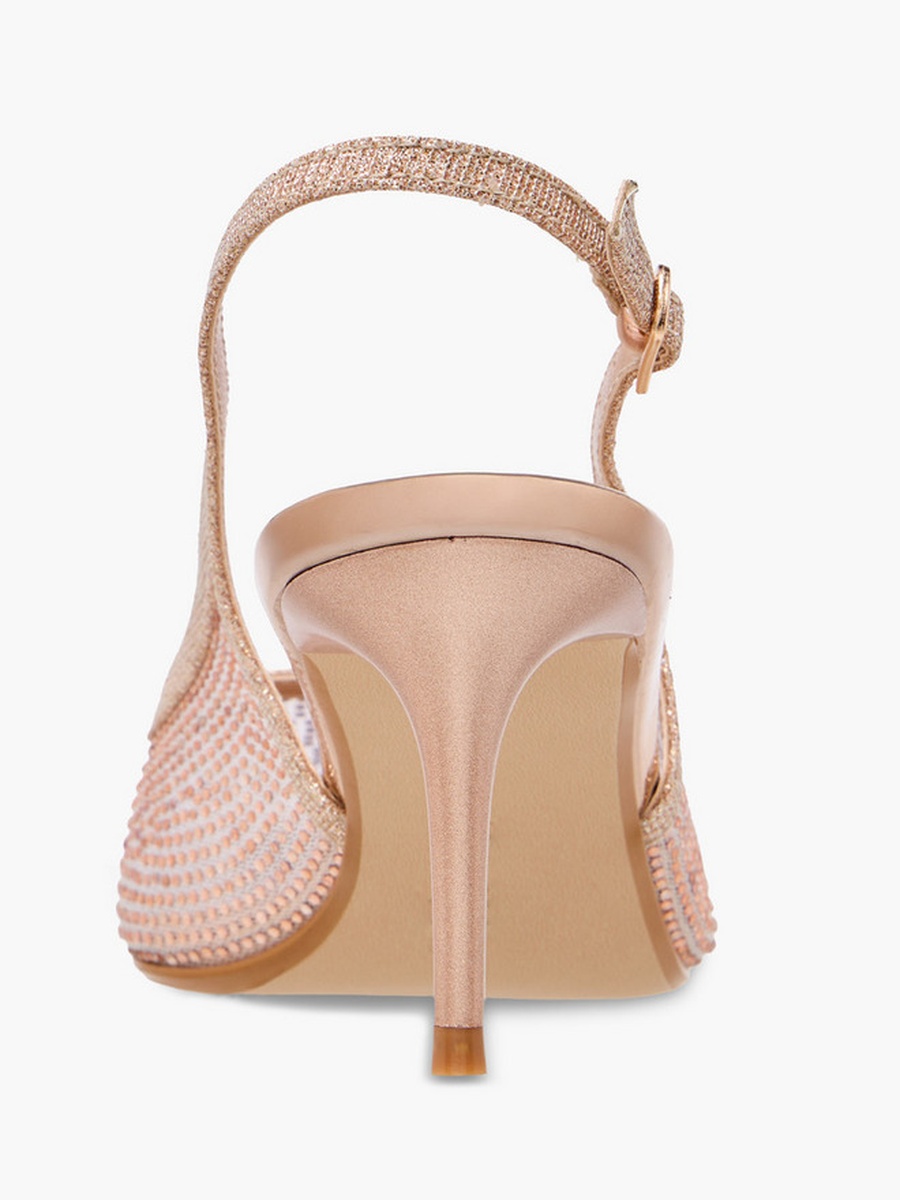 Women Mesh Embellished Heel Shoes 