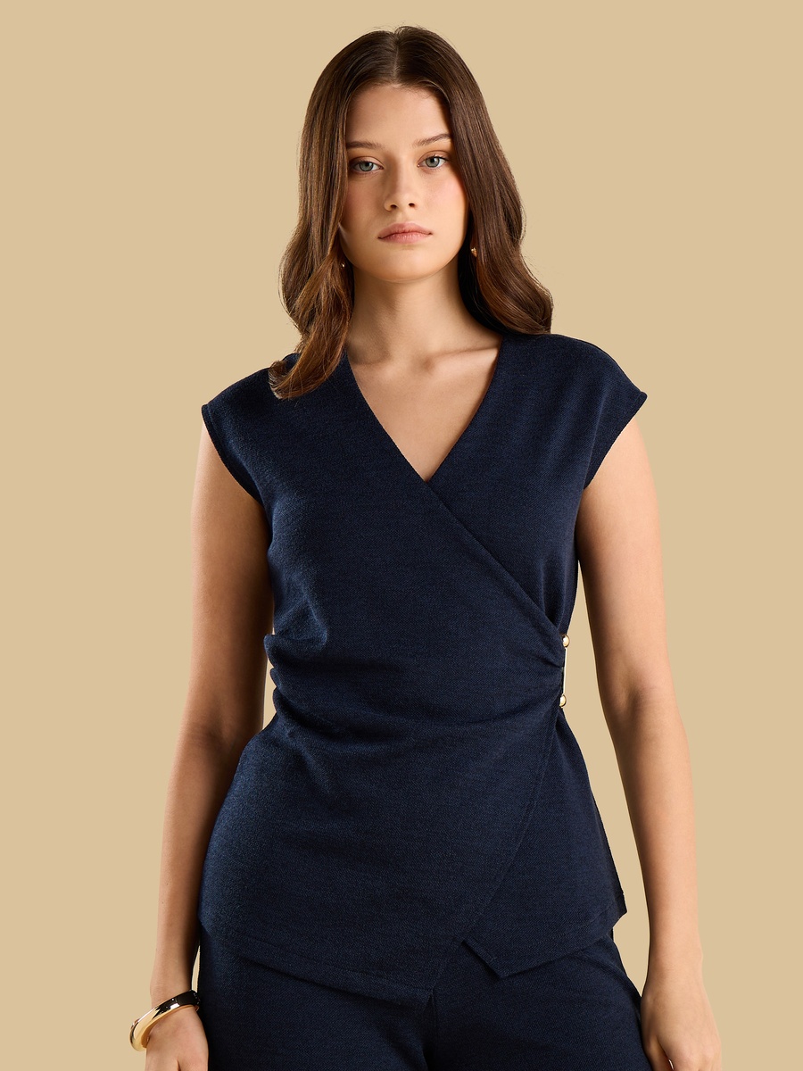 Wrap Top with Metallic Trim