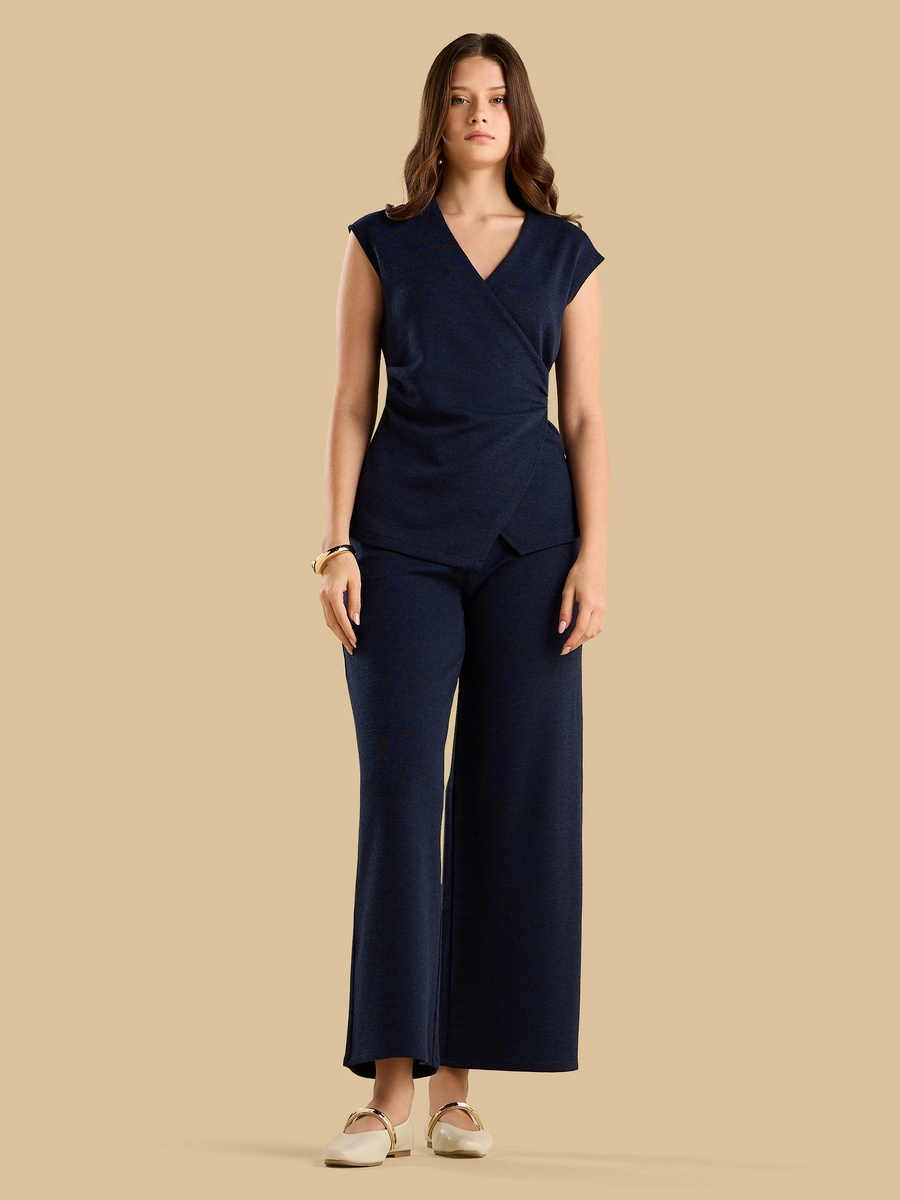 Wrap Top with Metallic Trim