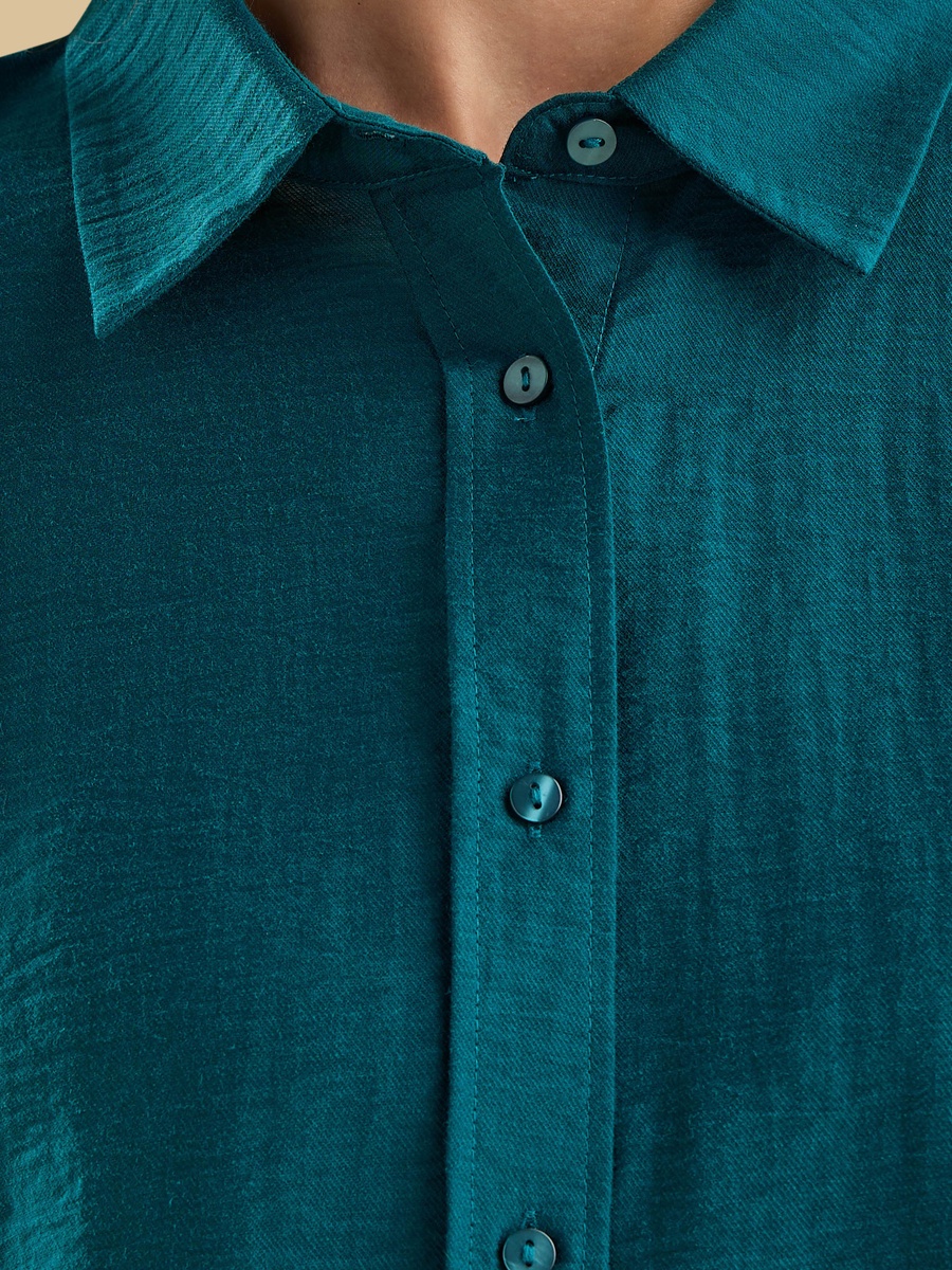 قميص تويل فضفاض بارز الملمس