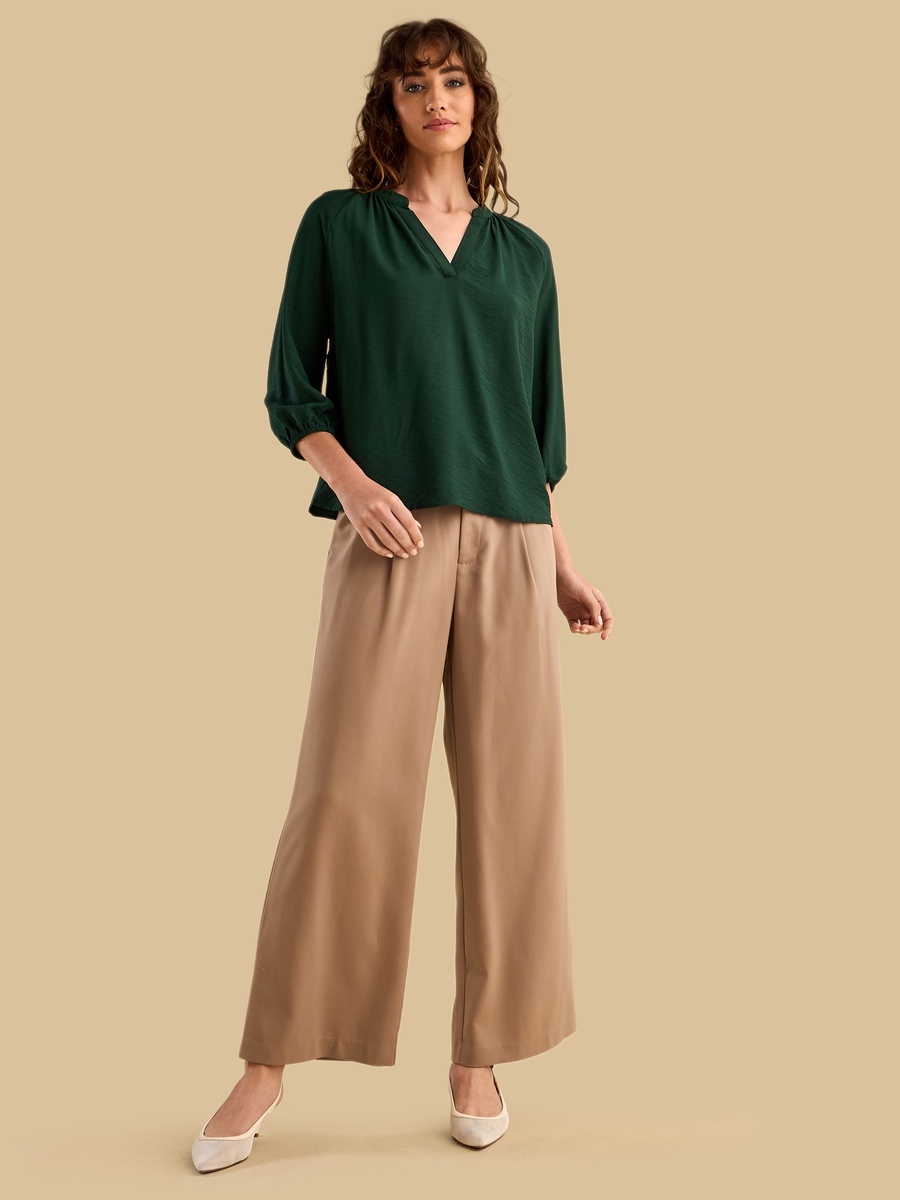 V Neck Top with 3/4 Sleeves