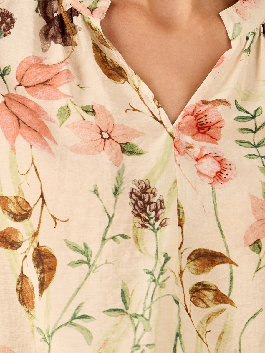 Floral Print Balloon Sleeve Top