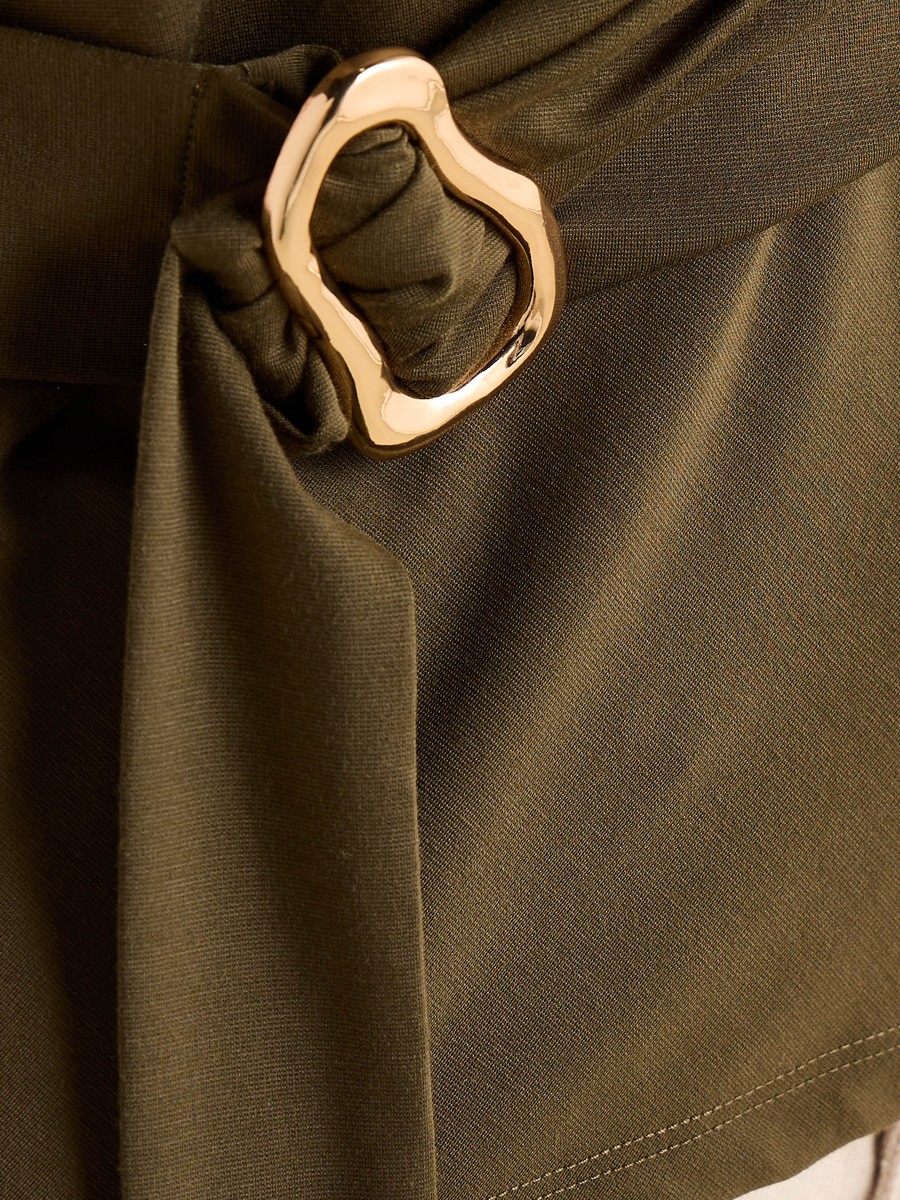 Buckle Accent Wrap Top